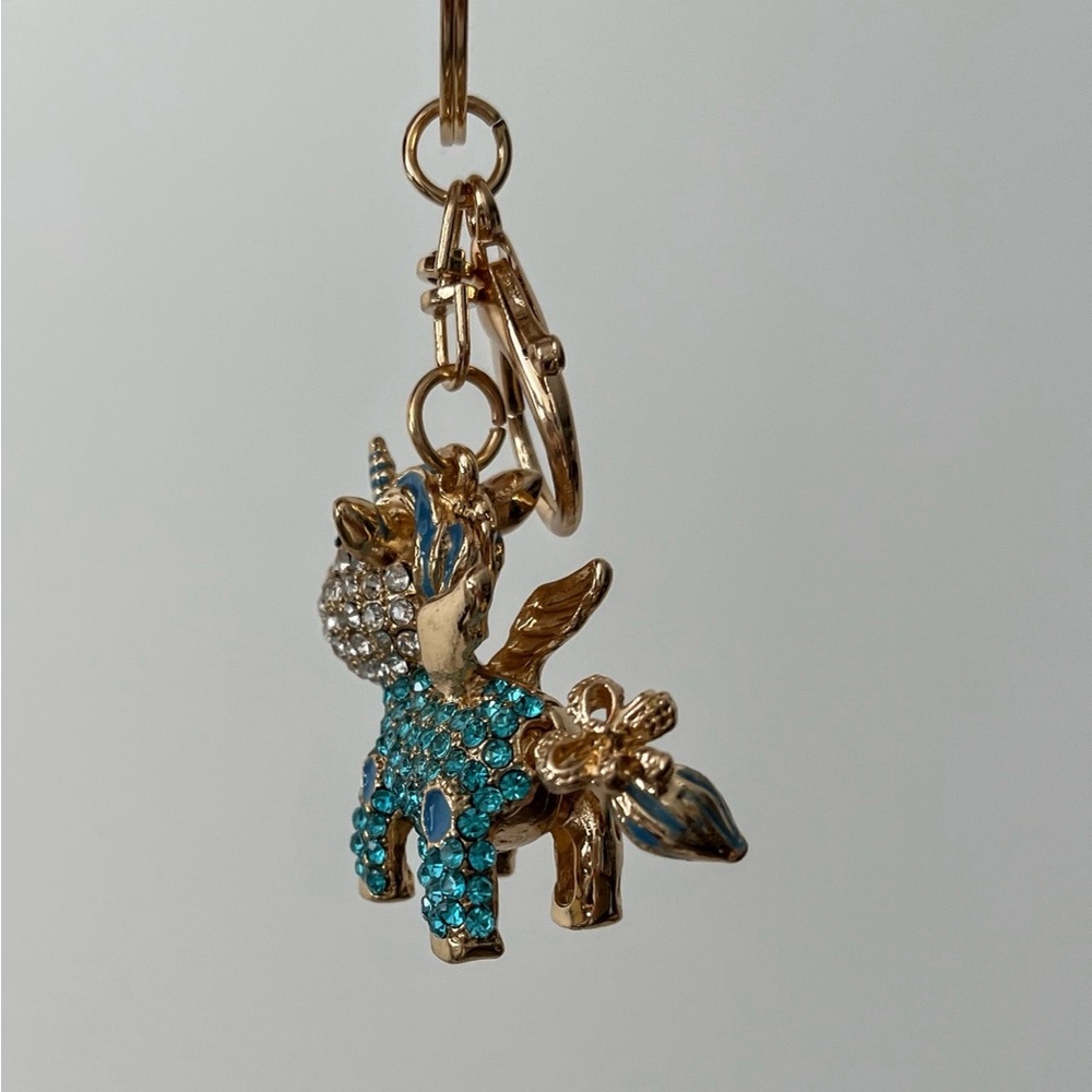 Unicorn 🦄 Sparkling Keychain with Blue and Gold Accents